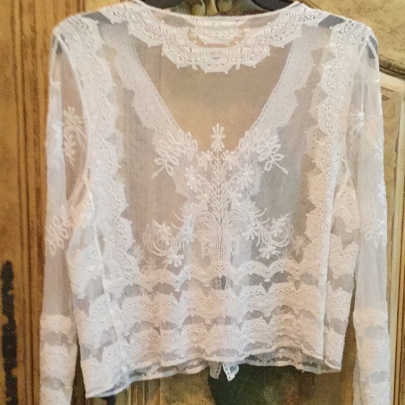 Mesh Lace Embroidered Short Jacket - Picture 2 of 4